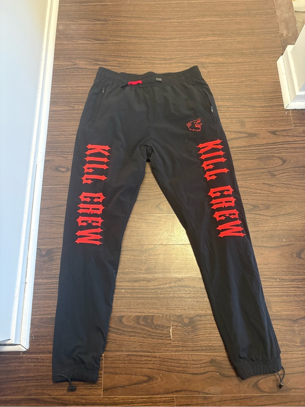 Kill Crew Black Joggers with Red Side Graphics